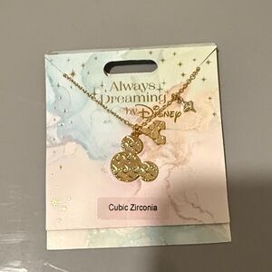 Disney Gold Mickey Mouse Necklace with Cubic Zirconia